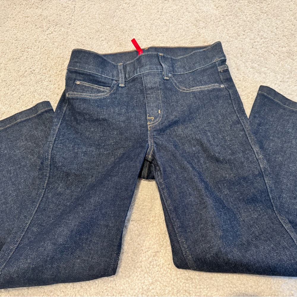 Spanx Dark Wash Crop Flair Leg Jeans - Blue